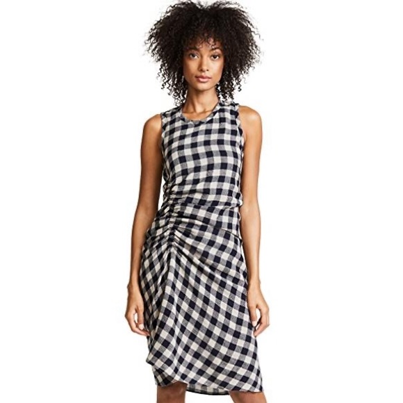 James Perse Dresses & Skirts - JAMES PERSE Ruched Plaid Wool-Linen Dress 0 NWT